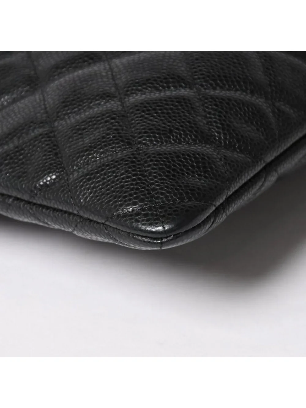 Chanel Classic Large Pouch CC Logo Caviar Leather Black